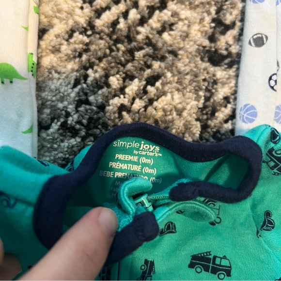 NWOT Carters simple joys preemie footie pajamas bundle set of 3 - Picture 5 of 5